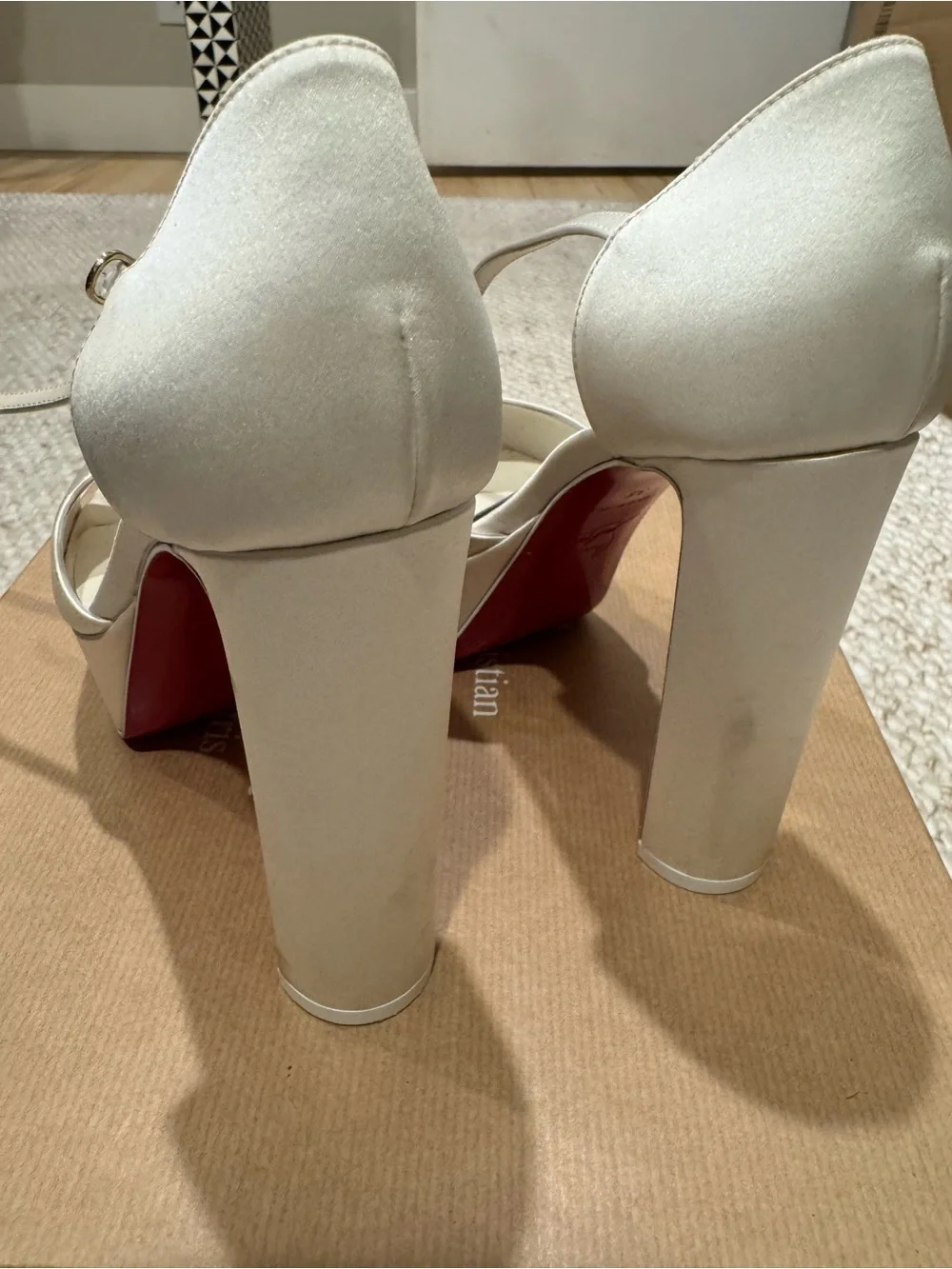 Used Christian Louboutin Sandaloo Silk Satin Platform Sandal